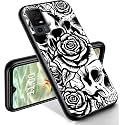 RYUITHDJP for TCL 40 XE Phone Case 6.56" Roses Skull Design, Phone Case for TCL 40 XE Case TPU Stylish Protective Cover