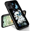 RYUITHDJP for TCL 40 XL Phone Case 6.75" Roses Butterflies Design, Phone Case for TCL 40 XL Case TPU Stylish Protective Cover