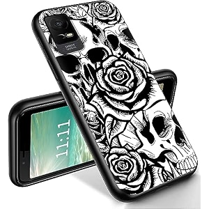 ryuithdjp for tcl ion x phone case 6034 roses skull design phone case for tcl ion x case for tcl ion v case tpu stylish protective cover