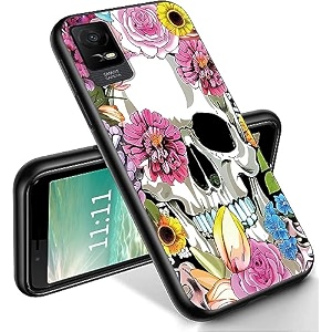 ryuithdjp for tcl ion x phone case 6034 flowers skull design phone case for tcl ion x case for tcl ion v case tpu stylish protective cover