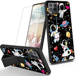ryuithdjp for tmobile revvl 6 pro 5g phone case astronauts cute theme with screen protector detachable stand phone case for t-mobile revvl 6 pro 5g case soft tpu stylish protective cover