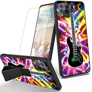 ryuithdjp for tmobile revvl 6 pro 5g phone case guitar theme with screen protector detachable stand phone case for t-mobile revvl 6 pro 5g case soft tpu stylish protective cover
