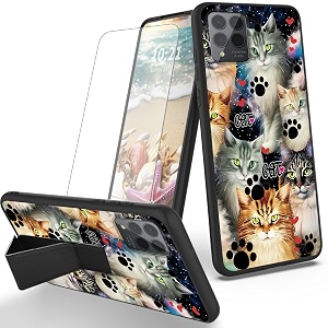 ryuithdjp for tmobile revvl 6 pro 5g phone case cat paw theme with screen protector detachable stand phone case for t-mobile revvl 6 pro 5g case soft tpu stylish protective cover