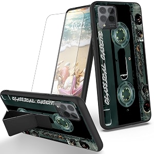 ryuithdjp for tmobile revvl 6 pro 5g phone case cassette theme with screen protector detachable stand phone case for t-mobile revvl 6 pro 5g case soft tpu stylish protective cover