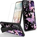 RYUITHDJP for TMobile Revvl 6 Pro 5G Phone Case Butterflies Theme with Screen Protector Detachable Stand Phone Case for T-Mobile Revvl 6 Pro 5G Case Soft TPU Stylish Protective Cover