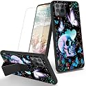 RYUITHDJP for TMobile Revvl 6 Pro 5G Phone Case Skull Theme with Screen Protector Detachable Stand Phone Case for T-Mobile Revvl 6 Pro 5G Case Soft TPU Stylish Protective Cover