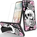 RYUITHDJP for TMobile Revvl 6 Pro 5G Phone Case Butterflies Skull Theme with Screen Protector Detachable Stand Phone Case for T-Mobile Revvl 6 Pro 5G Case Soft TPU Stylish Protective Cover