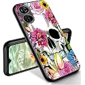 RYUITHDJP for ZTE Axon 40 Lite Phone Case 6.6" Flowers Skull Design, Phone Case for ZTE Axon 40 Lite Case TPU Stylish Protective Cover