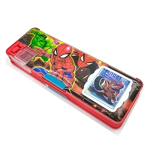 rza plastic multicolor 2023 pencil box 5 items combo 1 pen eraser key chain geometry spiderzman m