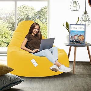 rze01 collection leather fabric bean bag prefilled 4 xl- yellow mint