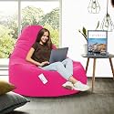 RZI01 Collection Super Soft Leather Fabric Bean Bag Prefilled 4 XL- Pink Sparrow Splash