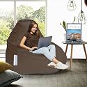 RZI01 Collection Super Soft Leather Fabric Bean Bag Prefilled 4 XL- Dark Brown