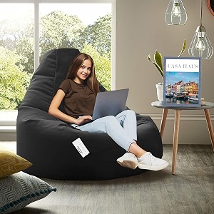 rzl01 collection super soft leather fabric bean bag prefilled 4 xl- black dove splash