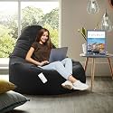 RZL01 Collection Super Soft Leather Fabric Bean Bag Prefilled 4 XL- Black Dove Splash