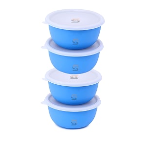 samps microwave bowl serving bowl bowl sets stainless steel kitchen storage bowl serving bowl set kitchen storage oven bowl set microwave kitchen accessories items 550ml-pack of 4 blue