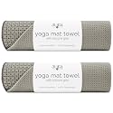 S&amp;T INC. Aura Microfiber Yoga Mat Towel with Grip, 2 Pack, 24" x 72", Grey