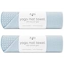 S&amp;T INC. Aura Microfiber Yoga Mat Towel with Grip, 2 Pack, 24" x 72", Blue