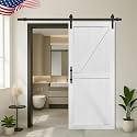 S&Z TOPHAND® 36in x 84in MDF Barn Door with 6.6FT Sliding Door Hardware Kit, 24-60in Solid Barn Door Slab Covered with Water-Proof PVC Surface