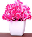 S-Biv Pink Rose Artificial Flower  with Pot (7 inch, Pack of 1, Flower with Basket)
