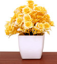 S-Biv Yellow Rose Artificial Flower  with Pot