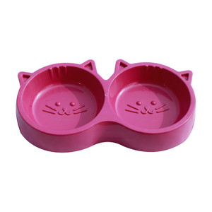 S.Blaze Plastic Cat Face Shaped Double Bowl