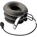 Cervical Neck Traction Device for Neck Pain Relief - Inflatable Neck Stretcher Traction Collar for Neck Decompression - Best Home Use Neck Brace, Neck Traction Pillow Pump (Taupe Plush)
