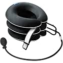 Cervical Neck Traction Device for Neck Pain Relief - Inflatable Neck Stretcher Collar for Decompression - Best Home Use Neck Brace Pump (Black Plush)