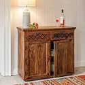 S H Arts Sheesham Wood Sideboard Tv Cabinet for Living Room | Free Standing TV Unit Table with 2 Drawer &amp; 2 Door | Kitchen (Honey Finish)