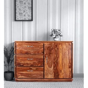 s h arts solid sheesham wood wooden sideboard cabinet amp chest of drawers - 3 drawersshelves storage - ideal for living room bedroom storage honey finish 3