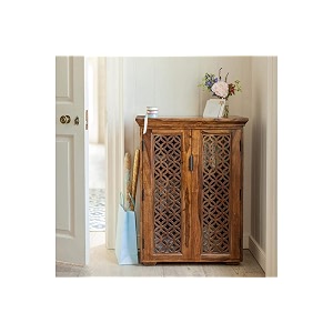 s h arts solid sheesham wood sideboard amp cabinets  small wooden side board crockery cabinet for living room  standing buffet cabinet with 2 door cabinet storage for kitchen  brown finish