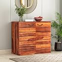 S H Arts Solid Wood Bar Cabinet for Home Living Room | Bar Cabinet with Wine Glass Storage with Shelf and Drawer | Wine Bottle Storage Unit for Home(Honey Finish 2)