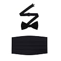 S.H. Churchill & Co. 100% Silk Pre-Tied Bow Tie and Cummerbund Set for Tuxedo, Wedding, Black-Tie Event- Gift Box