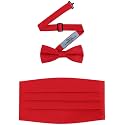 S.H. Churchill & Co. 100% Silk Pre-Tied Bow Tie and Cummerbund Set for Tuxedo, Wedding, Black-Tie Event- Gift Box