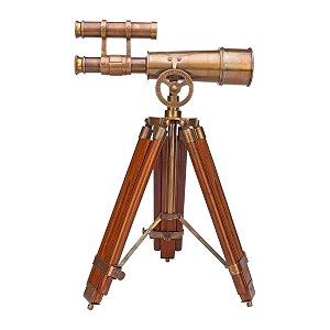 sj enterprises- brass double barrel telescope with tripod stand