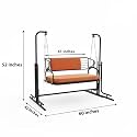 Metal Swing for Adults | Wrought Iron Jhula with Reversible Back with Cushioned Seat and Powder-Coated Frame with Stand for Home Indoor/Balcony/Garden/Patio (Black, Two Seater)
