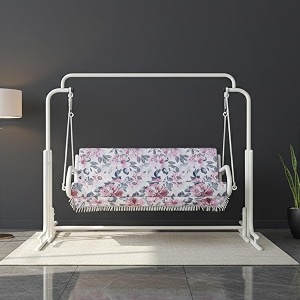 swing jhula with stand for home indoorbalconygardenpatio three seater white