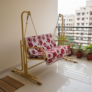 swing jhula with stand for home indoorbalconygardenpatio single seater golden