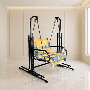 swing jhula with stand for home indoorbalconygardenpatio single seater black