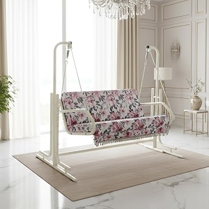 two seater swing jhula with stand for home indoorbalconygardenpatio two seater white