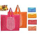 S L Fabric Foldable & Reusable Shopping Bag (32 X 30 cm_Multicolour)