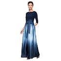 S.L. Fashions Women's 3/4 Sleeve Long Satin Mother of the Bride Dress with Pockets, Formal Party Gown