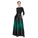 S.L. Fashions Women's 3/4 Sleeve Long Satin Mother of the Bride Dress with Pockets, Formal Party Gown