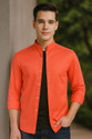 S-LINE Men Slim Fit Solid Mandarin Collar