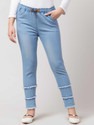 S.N.A ENTERPRISES Women Jogger Fit Mid Rise Light Blue Jeans