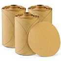 S SATC 300 PCS 6 Inch PSA Sanding Discs 220 Grit Premium Gold Aluminum Oxide Sticky-Back Sandpaper Roll for DA Sanders Ideal for Auto Woodworking Metal Polishing