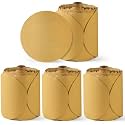 S SATC 400PCS 6 Inch 80 Grit Self-Adhesive Sandpaper Discs Gold PSA Sticky-Back Aluminum Oxide Sanding Discs for DA Sanders