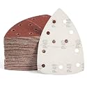 S SATC 50 PCS Mouse Sander Sandpaper 11 Holes 40 Grit Detail Sander Sandpaper Palm Sander Paper Hook and Loop Sander Pads Triangular Sanding Sheets