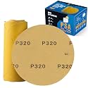 S SATC Premium Gold Sandpaper 6 Inch 100 PCS Sanding Discs 320 Grit Self Adhesive Stickyback Sandpaper Roll Aluminum Oxide PSA Sandpaper Discs for Wood, Metal, and Car Paint