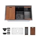 S STRICTLY KITCHEN + BATH 32 Inch Black Modern Undermount Single-Bowl Workstation Kitchen Sink