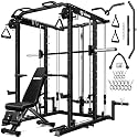 S1-V4 Smith Machine, 2000LBS Power Cage with Cable Crossover System, All-in-One Squat Rack with Smith Bar, Strength Training Equipment for Home Gym
